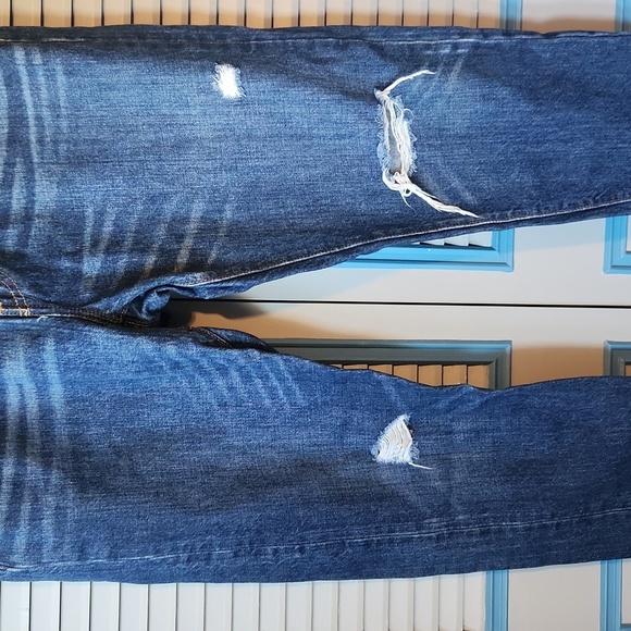 Levi's Dark Blue Distressed Jeans - Picture 7 of 16